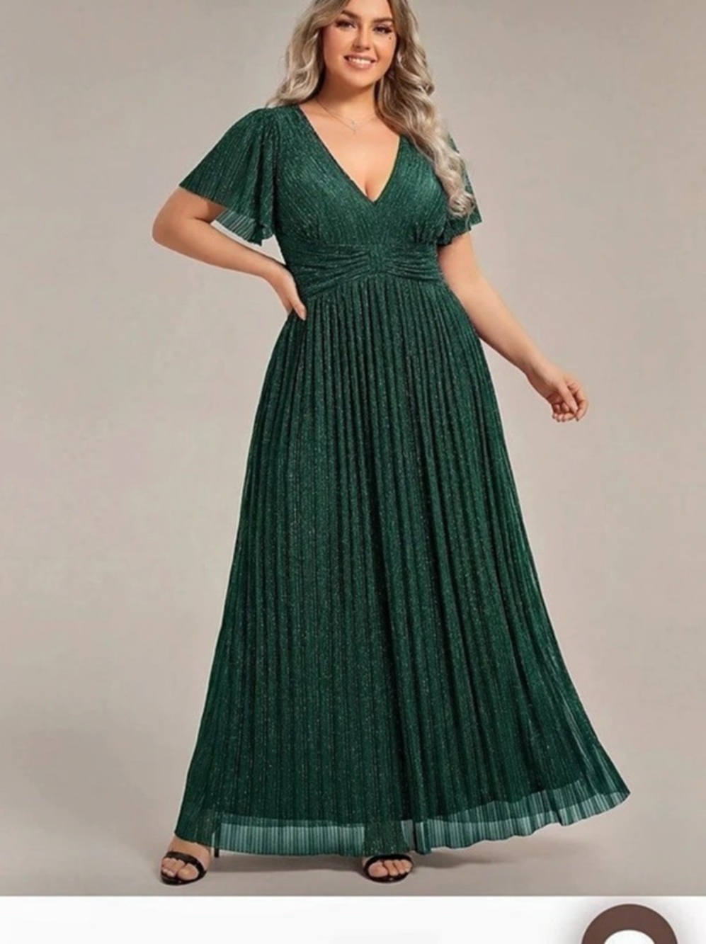 Ever Pretty V-Neck Glitter Short Sleeves Formal Evening Dress with Empire Waist